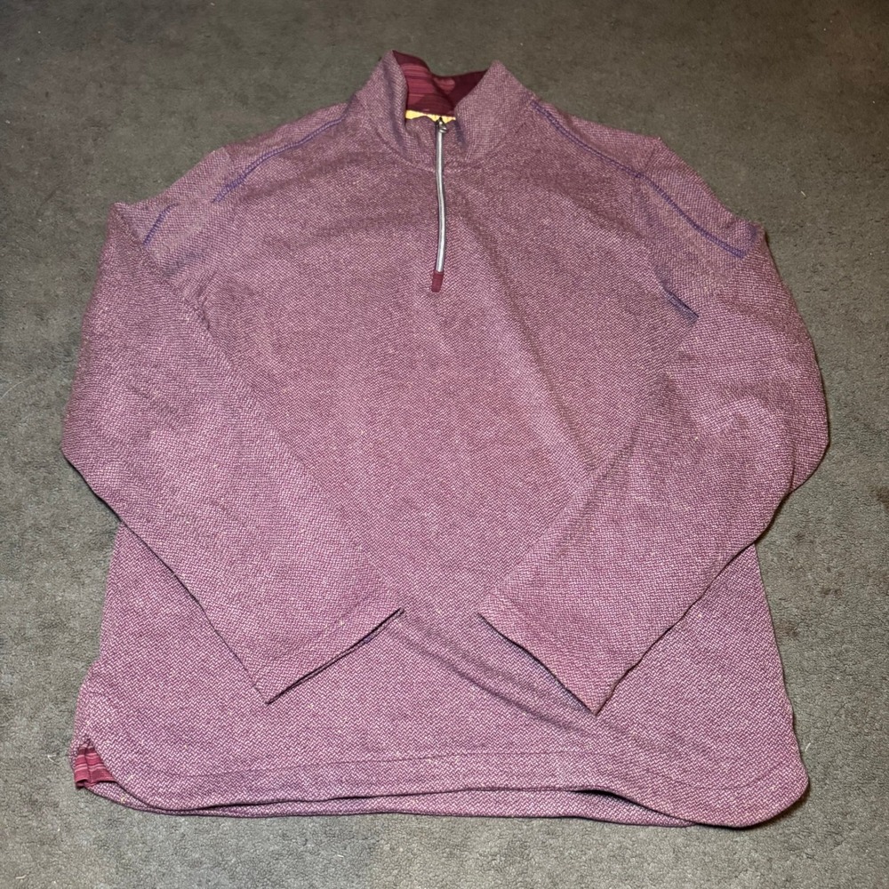 Robert Graham Mens Purple Herringbone Quarter Zip Pullover Sweater Medium